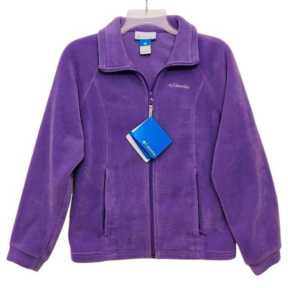 NEW Columbia Purple Fleece Jacket Sz 14/16 Girl Pockets Full Zip Coat - Picture 1 of 12